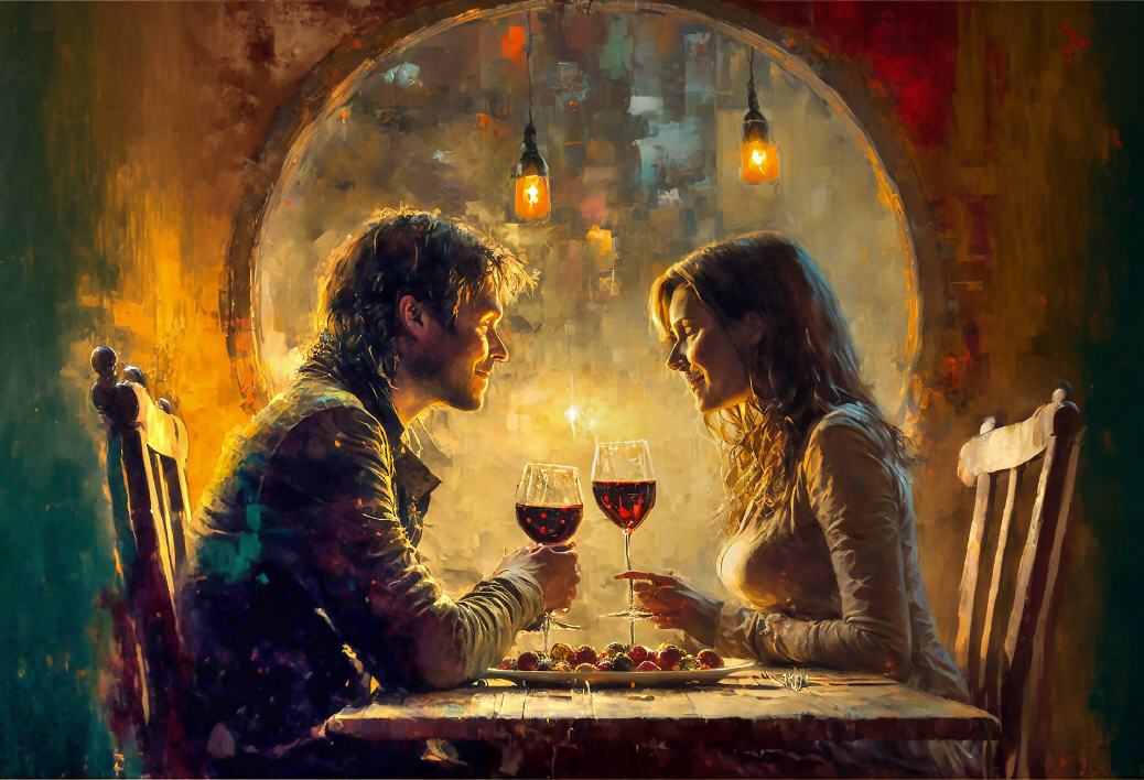 Lovers Having Wine,