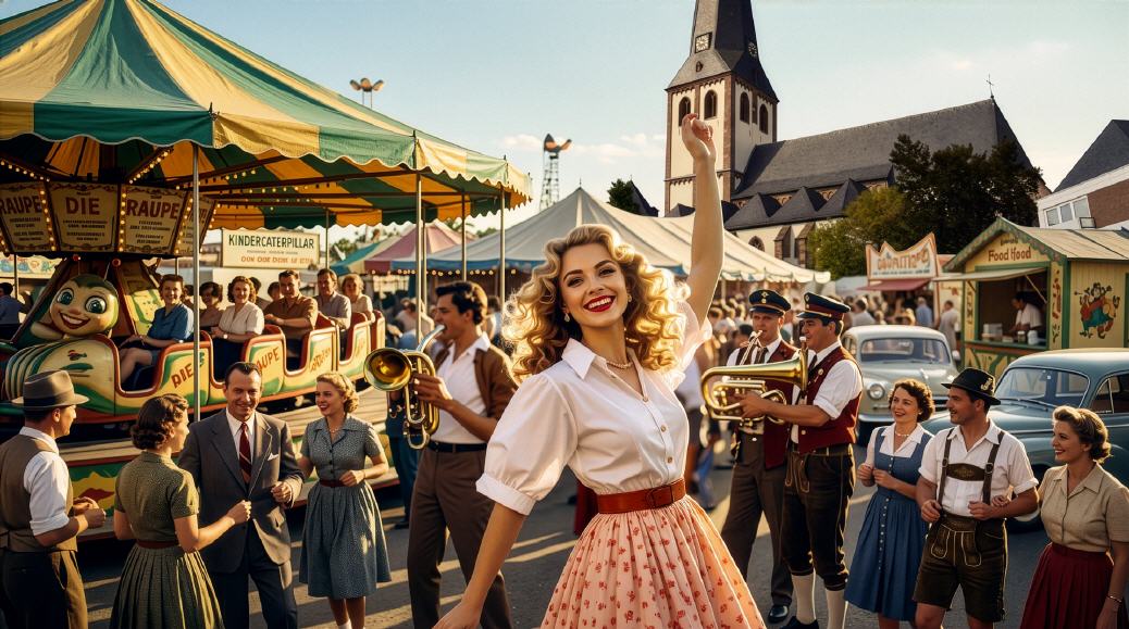 Gro&szlig;kirmes in Euskirchen im Jahr 1962.