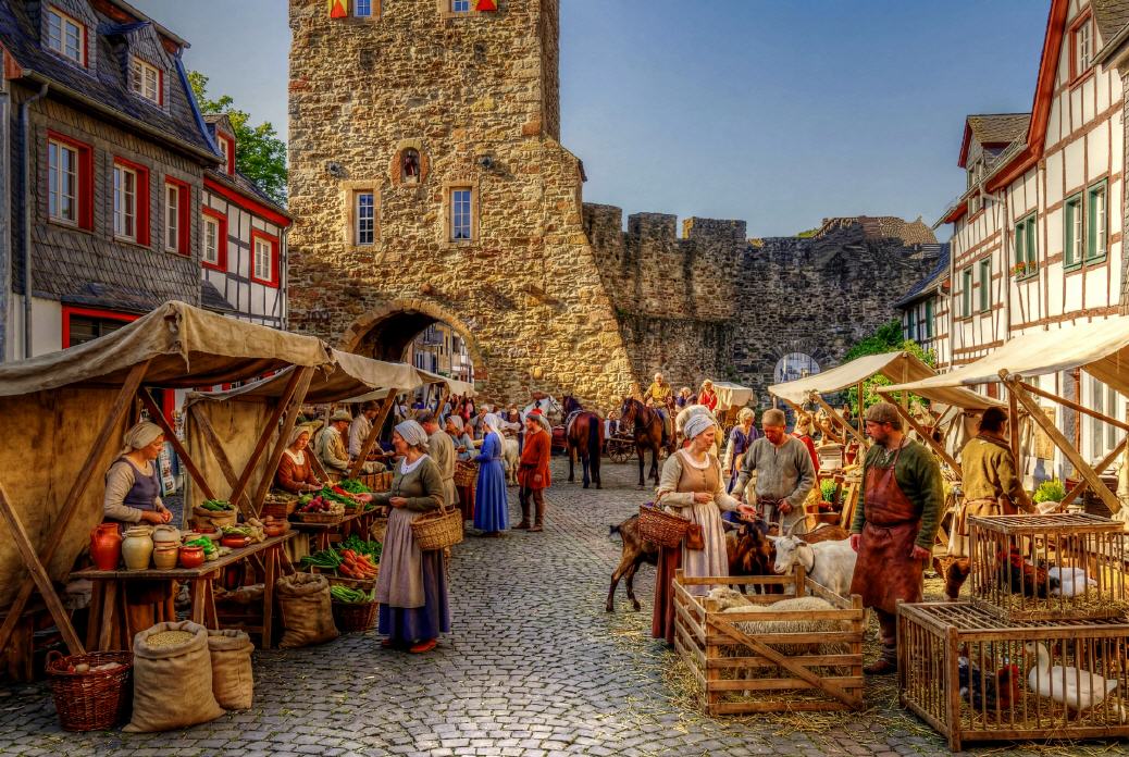 Markt im 17. Jhr. am Wertherturm in